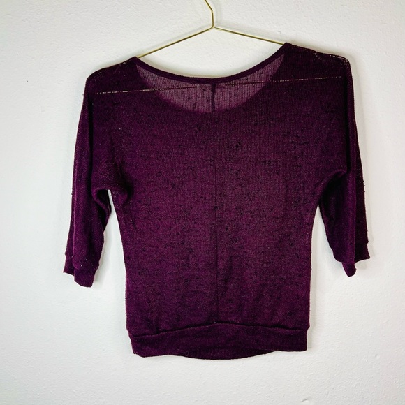 Mary Jane Women's Purple Knit 3/4 Sleeve Top Small Lightweight Casual Chic - Picture 5 of 7